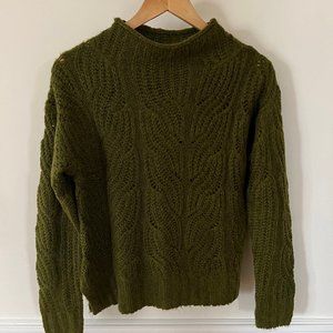 JCrew Soft Mock Neck Woven Sweater in Green
